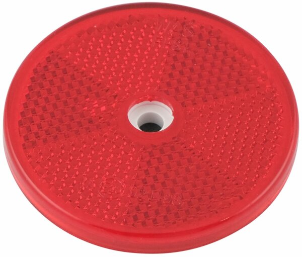 Rückstrahler 60 mm rot selbstklebend mit Befestigungsloch