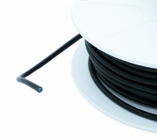FLKK-Kabel 0.75 mm2 einadrig blau/weiss mit Ummantelung schwarz