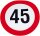 Geschwindigkeits-Begrenzungs-Schild 45 km/h