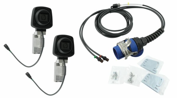 Kit caméra QVK 50°, connecteur ABS avec câble de raccordement de 3 m pour montage individuel, y compris feu d’avertissement