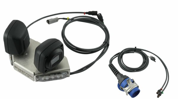 Kit caméra QVK 50°, connecteur ABS avec câble de raccordement de 3 m sur support de caméra avec feu d’avertissement intégré