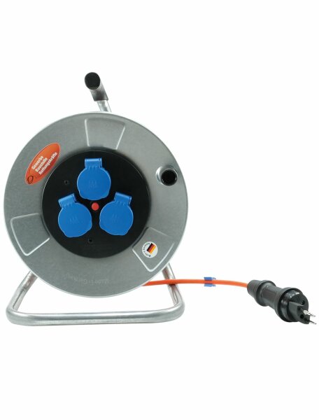 Enrouleur de câble en métal, PUR 3 x 1.5 / 33 m, 3 prises IP55