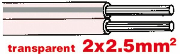 Câble Hi-fi  2x2.5mm  transparent