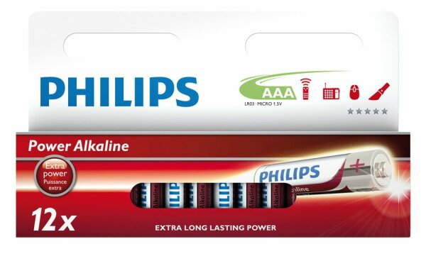 AAA - Philips piles en blister de 12 pcs