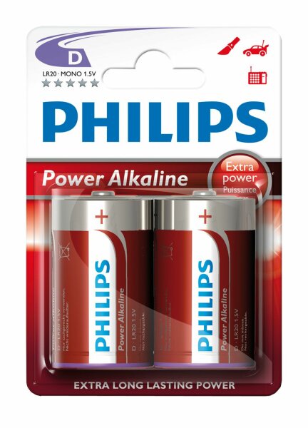 D - Philips piles en blister de 2 pcs