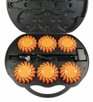 Koffer-Set mit 6 orange LED Warnblitzern