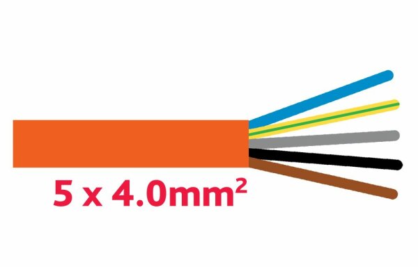 EPR-PUR (G-PUR) Kabel 5 x 4.0 mm2 orange