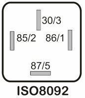 Mini-Relais 12V 40A, 0-1, 2x87