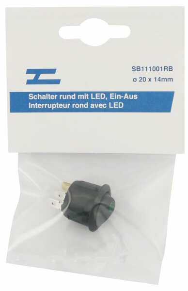 Interrupteur rond avec LED verte 12/24V