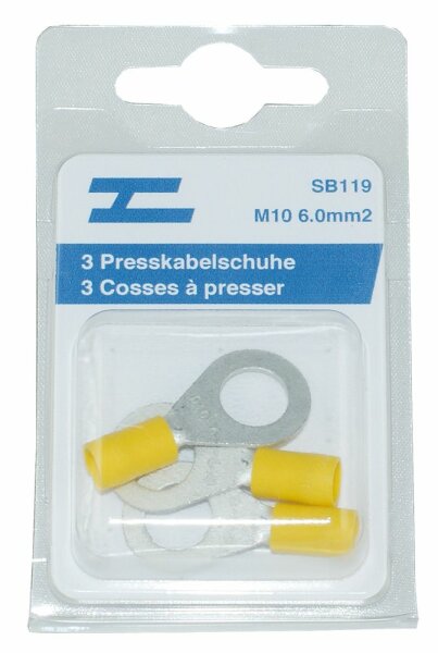 Cosses isolées à presser M 10 jaune