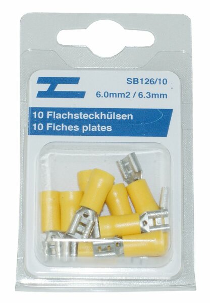 Flachsteckhülsen isoliert 6.3mm gelb