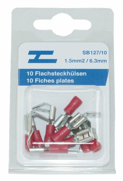 Fiches plates isolées femelles 6.3mm rouge