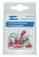 Fiches plates isolées femelles 6.3mm rouge