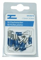 Flachsteckhülsen isoliert 6.3mm blau