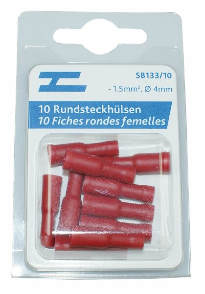 Fiches rondes isolés femelles ø4mm rouge