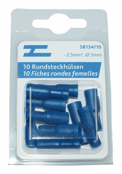 Fiches rondes isolés femelles ø5mm bleu