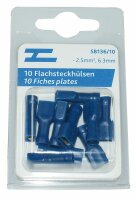 Fiches plates isolées femelles 6.3mm bleu