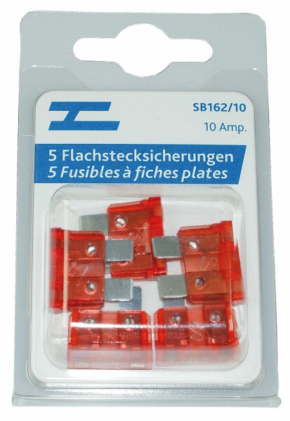 Flachstecksicherungen 5 x 10 Amp.