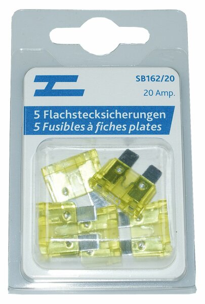 Flachstecksicherungen 5 x 20 Amp.