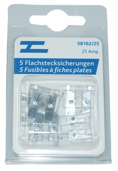 Flachstecksicherungen 5 x 25 Amp.