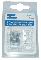 Flachstecksicherungen 5 x 25 Amp.