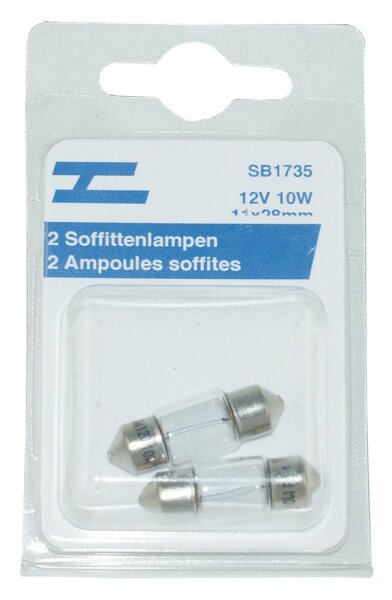 2 Soffittenlampen 12V/10W, 11 x 28mm