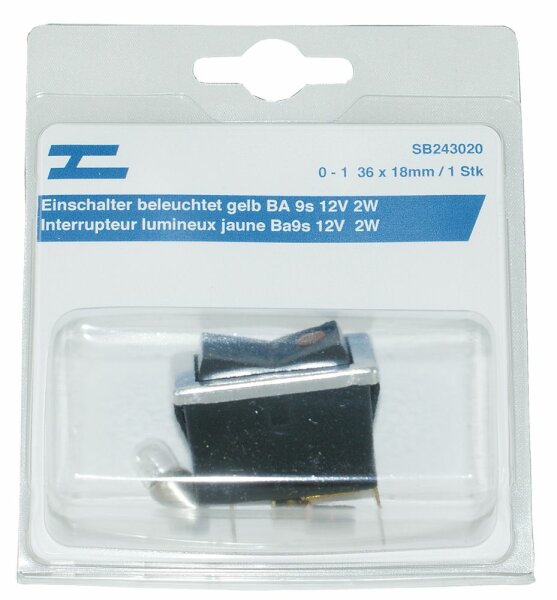 Interrupteur lumineux jaune Ba9s 12V  2W