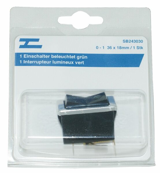 Interrupteur lumineux vert Ba9s 12V  2W