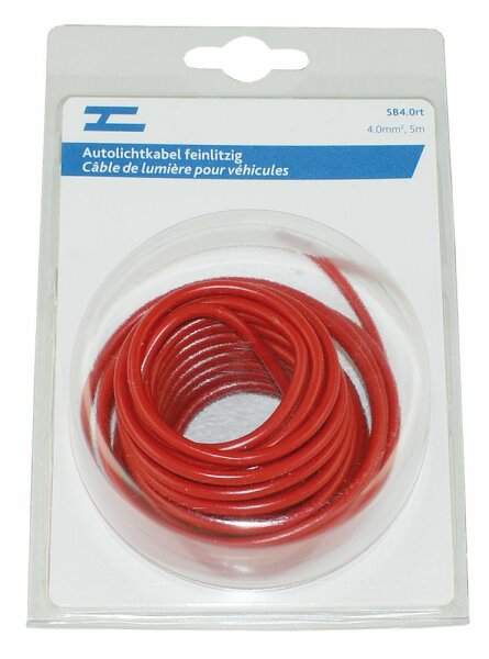Câble pour éclairage automobile 4.0 mm², 5 m rouge
