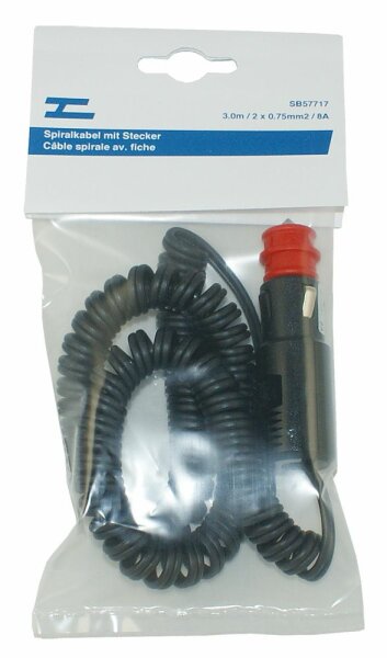 Spiralkabel flach mit Universalsteck.+Sicherung