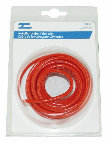 Câble pour éclairage automobile 6.0 mm², 5 m rouge