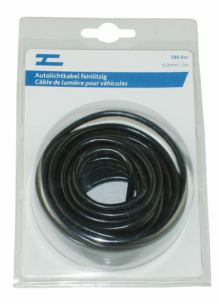 Câble pour éclairage automobile 6.0 mm², 5 m noir