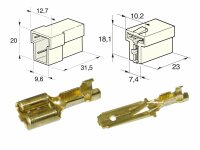 Steckkupplung T 2-pol. m. Kabelschuhen