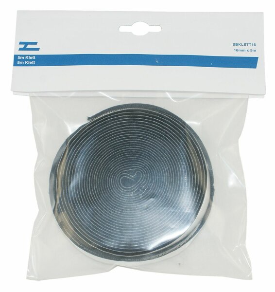 5m Klettband 16mm sz. Haken + Flauschteil
