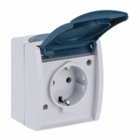 Schuko Steckdose aufputz, blaugrün, IP44