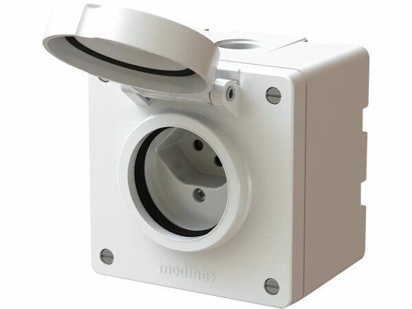 Prise apparente blanche, 1 x T13, IP55