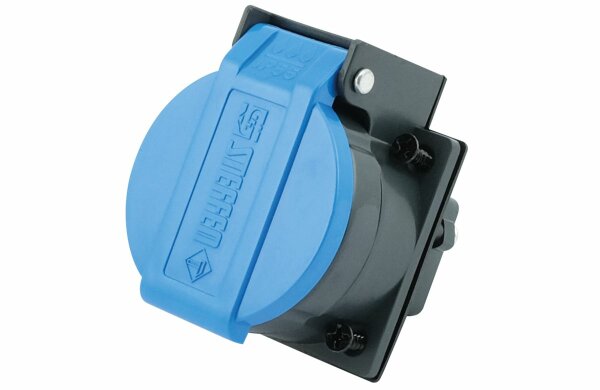 Prise à encastrer bleue, 1 x T13, IP55