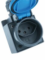 Steckdose Nass aufputz, schwarz, 1x T13, IP55