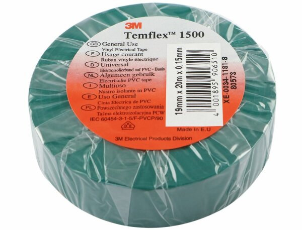 1 rouleau 3M bande isolante 20mx19mm vert