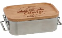 Camplife Edelstahldose mit Bambusdeckel und Bügel