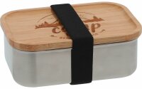 Camplife Edelstahldose mit Bambusdeckel und Gummiband