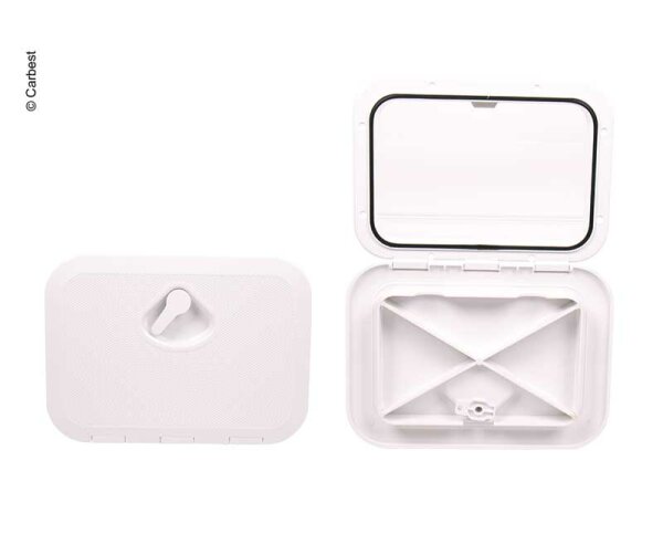 Revision flap with locking device white, 2 locking bolts 606x353mm