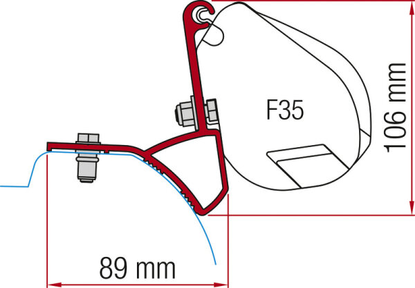 Fiamma awning adapter for awning F35 Pro, Trafic.Vivaro as of 2015