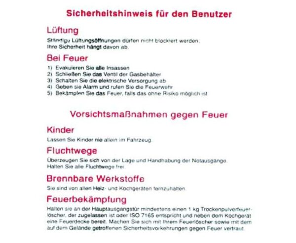 Sticker Warning instruction