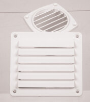 Grille de ventilation, blanche, 142x80mm, angulaire, vis...